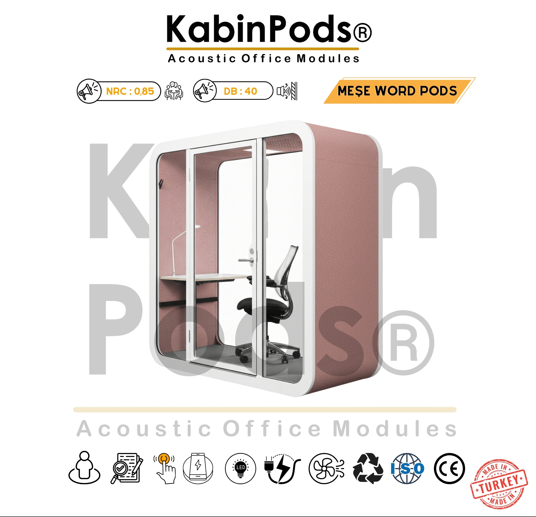 Çalışma Kabini WorkPod WP-187 - Ses Yalıtımlı 4-6-8 Kişilik Kabin